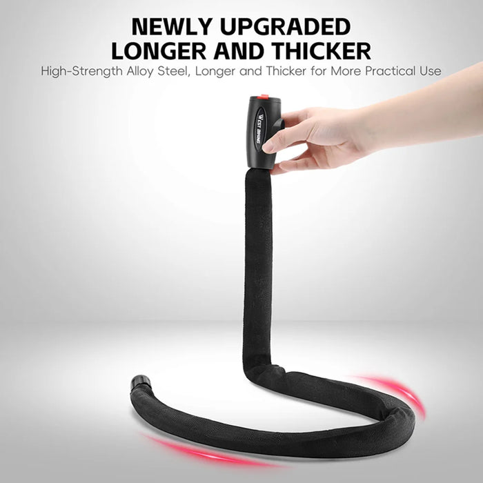 WEST BIKING 0.9m Bicycle Chain Lock High Security Anti-Theft Metal Lock with Keys for Motorcycle E-Bike - Black - 5