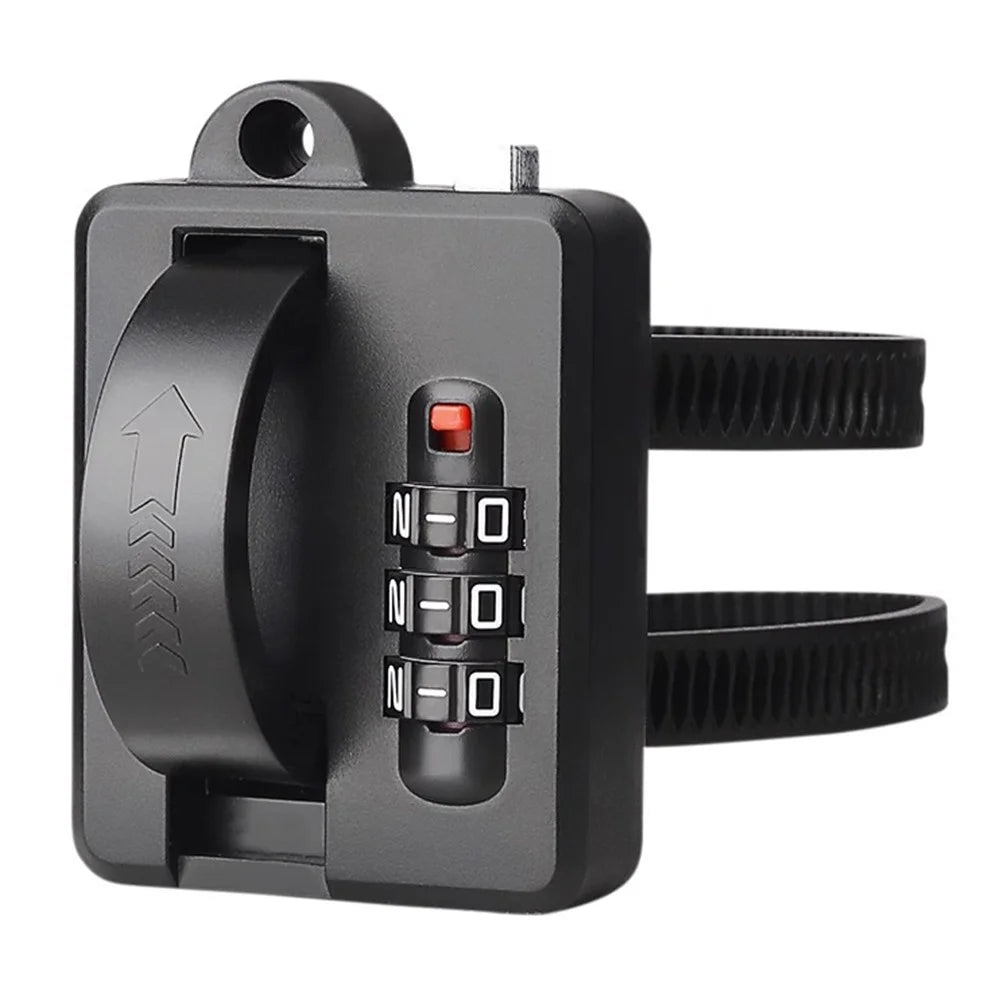 Helmet Combination Lock Universal PVC Portable Anti Theft Security Lock for Electric Motorcycle Scooter - Black - 1