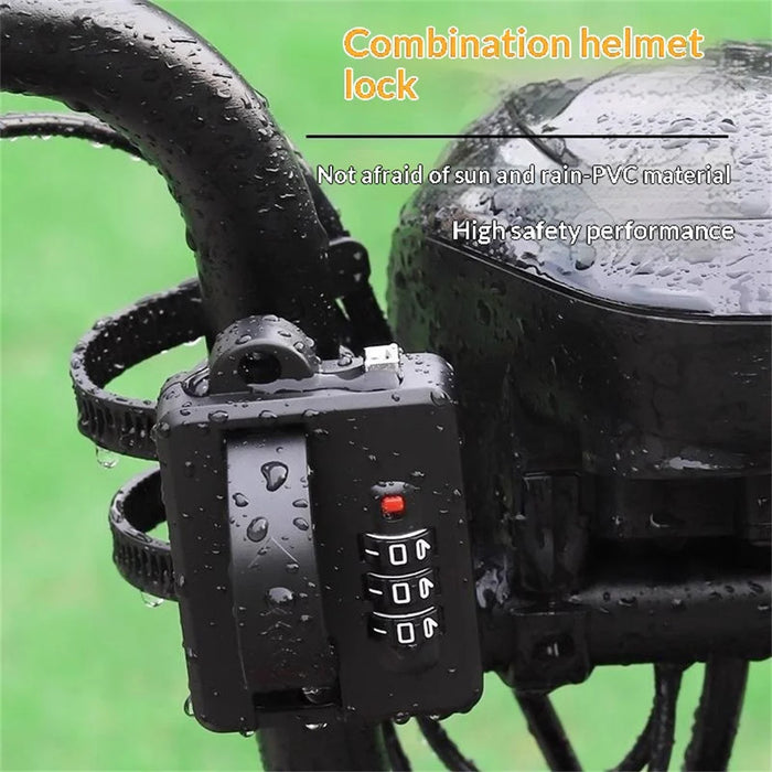 Helmet Combination Lock Universal PVC Portable Anti Theft Security Lock for Electric Motorcycle Scooter - Black - 5