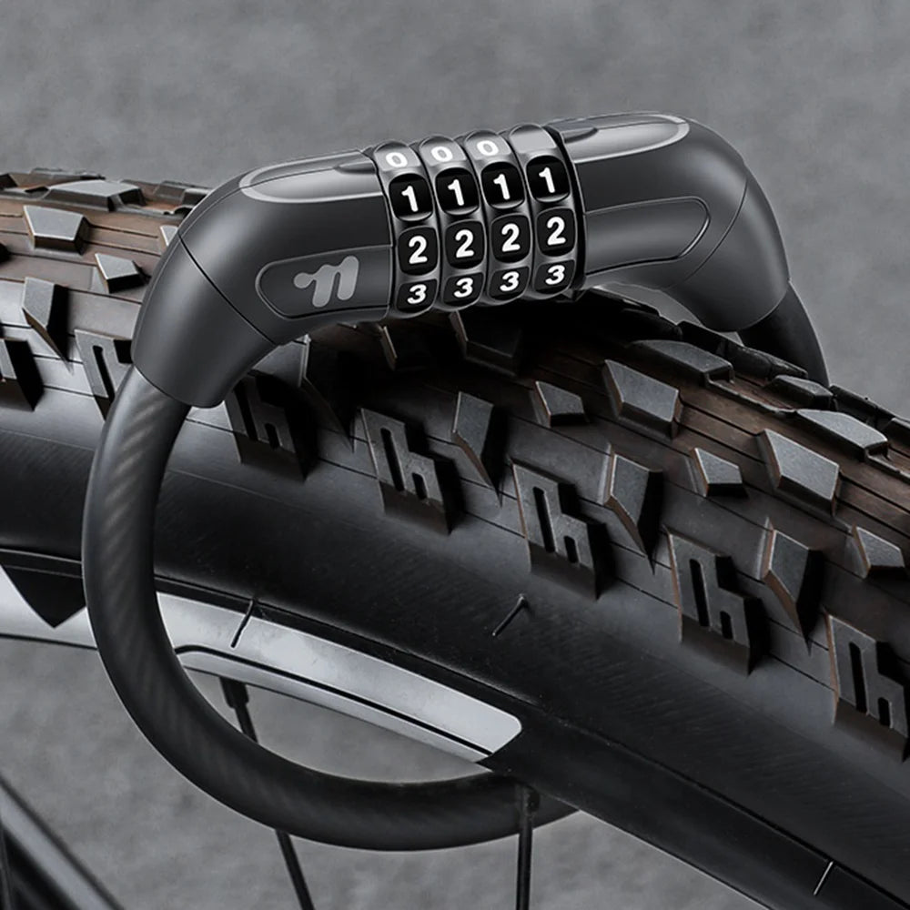 WEST BIKING YP0705134 4-Digit Combination Thicken Bike Cable Lock for Mountain Road Bike - Black - 2