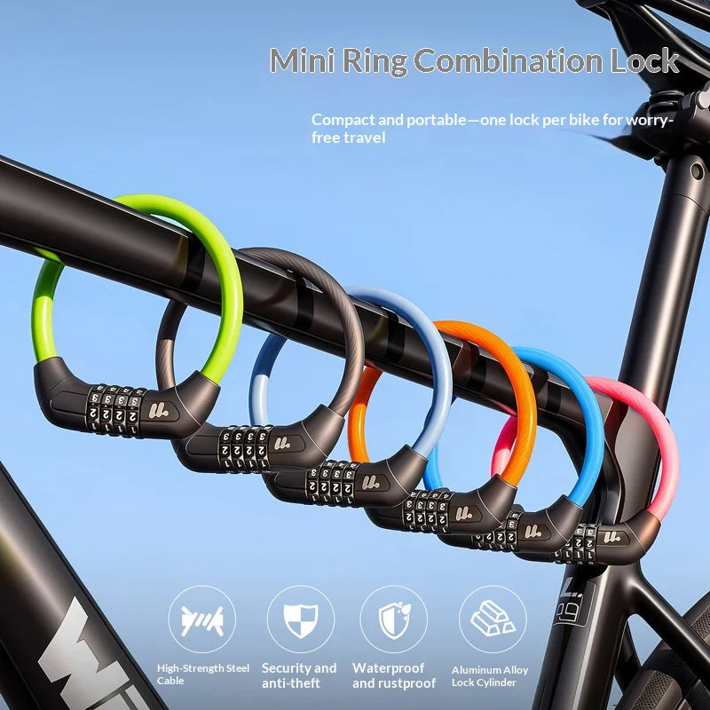 WEST BIKING YP0705134 4-Digit Combination Thicken Bike Cable Lock for Mountain Road Bike - Black - 3