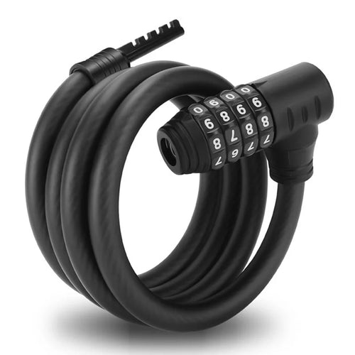 WEST BIKING YP0705132 1m 4-Digit Combination Cable Lock Anti-Theft Steel Wire for Bike Cycling - Black - 1