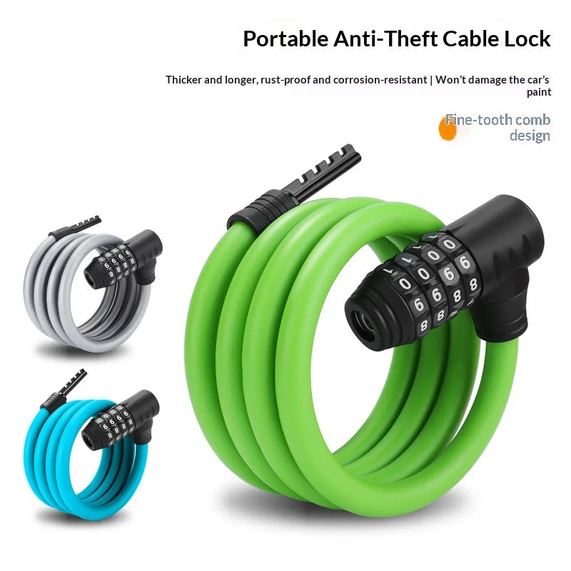 WEST BIKING YP0705132 1m 4-Digit Combination Cable Lock Anti-Theft Steel Wire for Bike Cycling - Black - 2