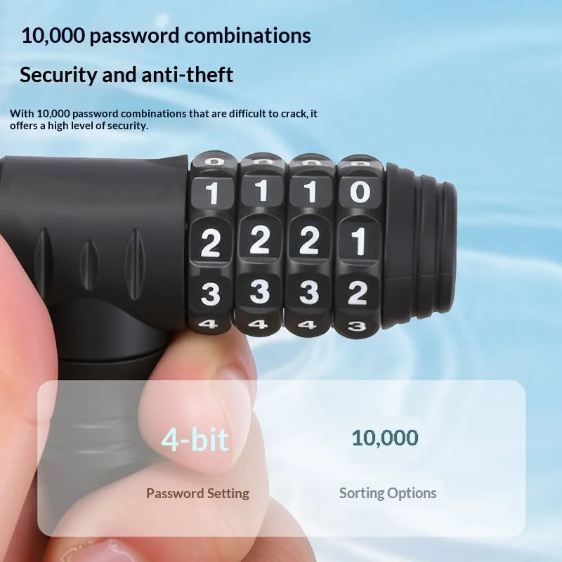 WEST BIKING YP0705132 1m 4-Digit Combination Cable Lock Anti-Theft Steel Wire for Bike Cycling - Black - 4