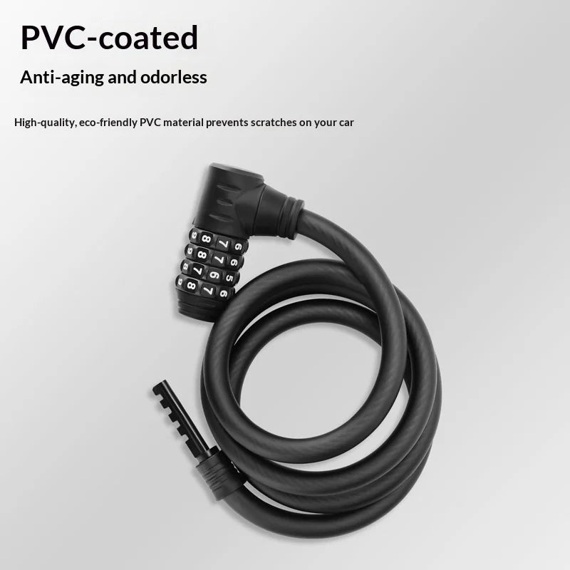 WEST BIKING YP0705132 1m 4-Digit Combination Cable Lock Anti-Theft Steel Wire for Bike Cycling - Black - 6