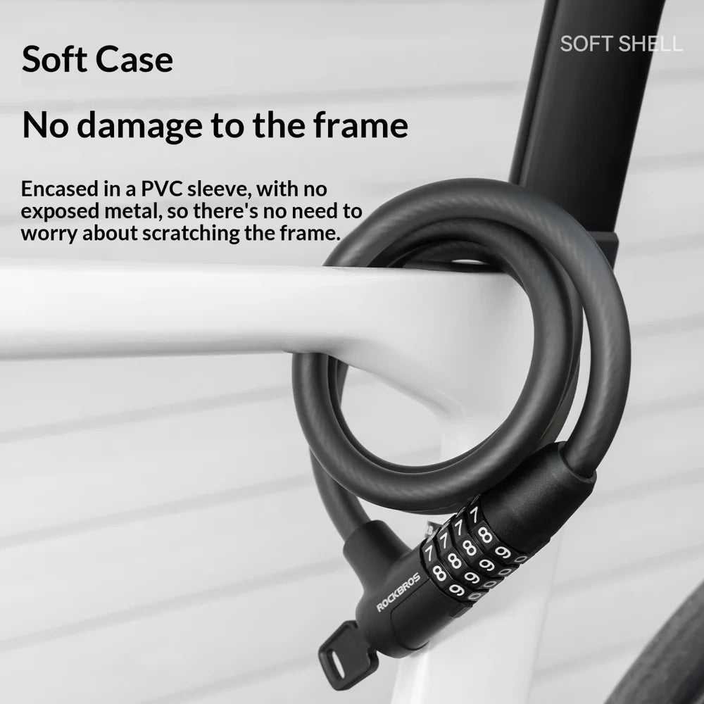ROCKBROS 32120013 Combination Cable Bike Lock 117cm Anti-theft Security Lock for Cycling - Black - 3