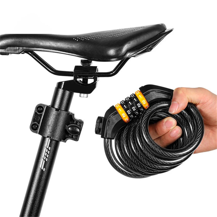 WEST BIKING YP0705062 5-digit Bike Password Lock Anti Theft Security MTB Road Bicycle Cable Lock 1.5m - 1