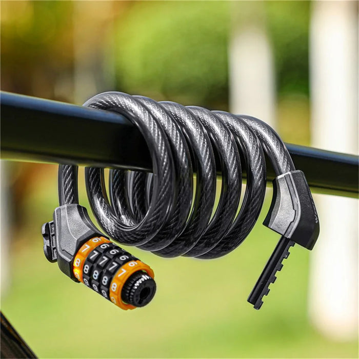 WEST BIKING YP0705062 5-digit Bike Password Lock Anti Theft Security MTB Road Bicycle Cable Lock 1.5m - 5