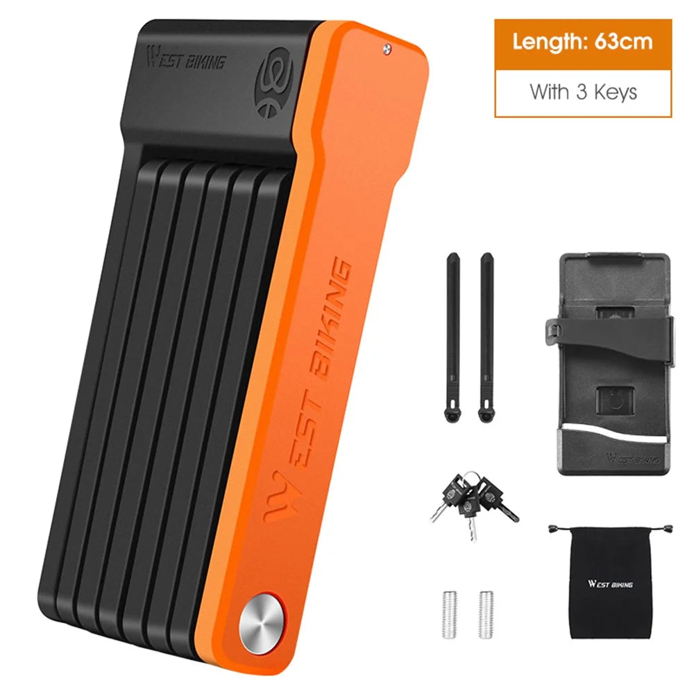 WEST BIKING YP0705071 Foldable Bicycle Lock Security Anti-theft Cycling Lock MTB Road Bicycle Scooter Electric Bike Chain Lock - 3