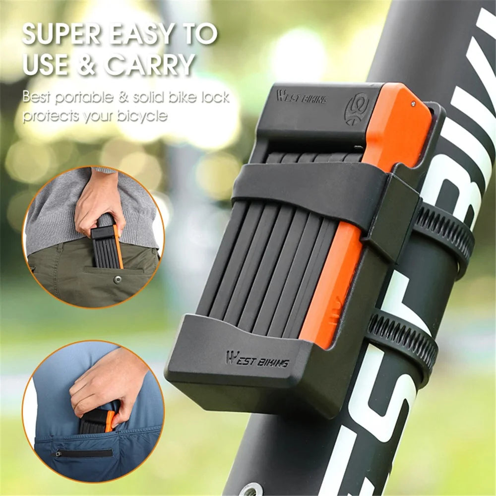 WEST BIKING YP0705071 Foldable Bicycle Lock Security Anti-theft Cycling Lock MTB Road Bicycle Scooter Electric Bike Chain Lock - 4
