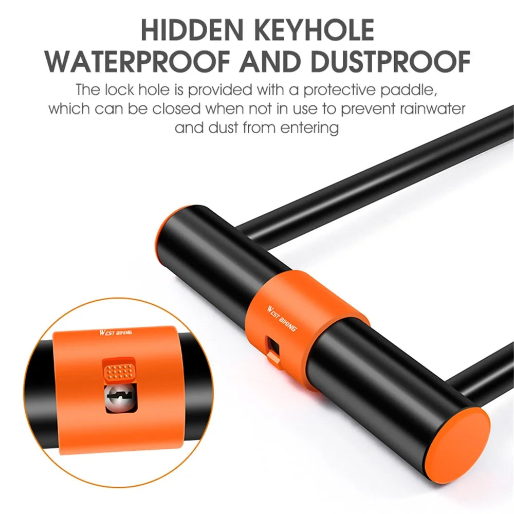 WEST BIKING YP0705073 Bike U Lock Water Resistant Bicycle Lock with Security Cable/Mounting Bracket/Keys for Bicycle Motorcycle - 7
