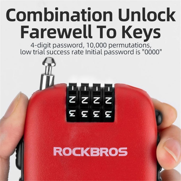 ROCKBROS 32420981001 Telescopic Chain Bicycle Code Lock Anti-theft Steel Wire Bike Lock Helmet Backpack Password Lock - 5