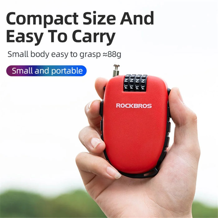 ROCKBROS 32420981001 Telescopic Chain Bicycle Code Lock Anti-theft Steel Wire Bike Lock Helmet Backpack Password Lock - 6