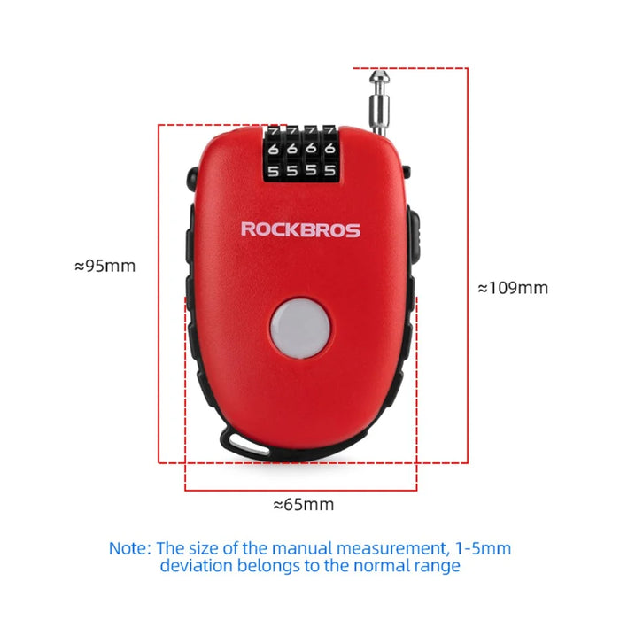 ROCKBROS 32420981001 Telescopic Chain Bicycle Code Lock Anti-theft Steel Wire Bike Lock Helmet Backpack Password Lock - 7