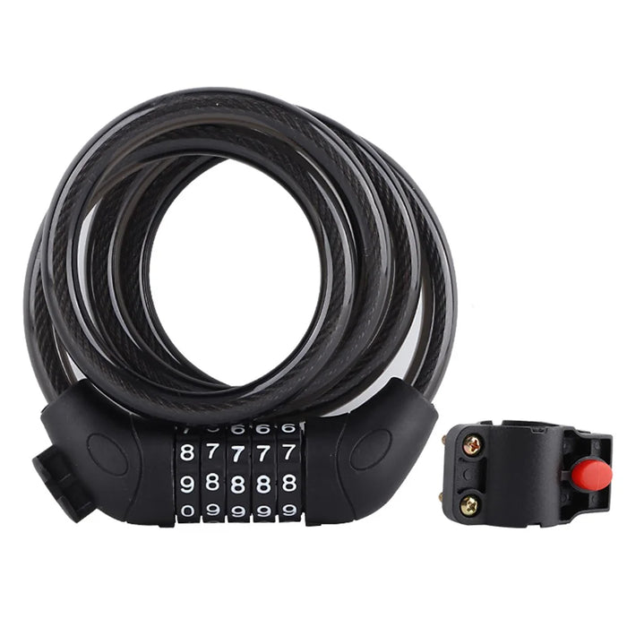 LG7101 125cm Bicycle Steel Cable 5 Digit Password Lock MTB Bike Scooter Anti-theft Combination Code Lock - 1