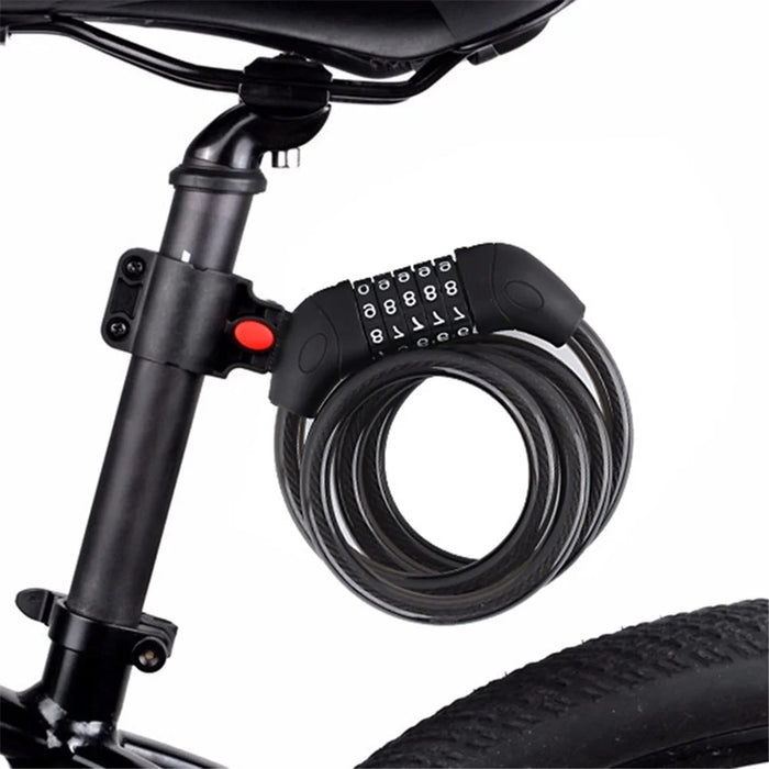LG7101 125cm Bicycle Steel Cable 5 Digit Password Lock MTB Bike Scooter Anti-theft Combination Code Lock - 2
