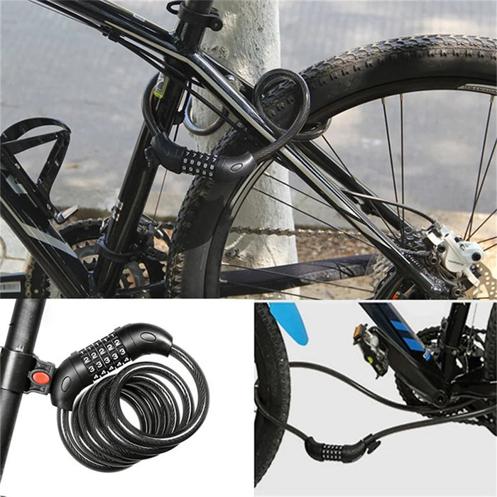 LG7101 125cm Bicycle Steel Cable 5 Digit Password Lock MTB Bike Scooter Anti-theft Combination Code Lock - 3