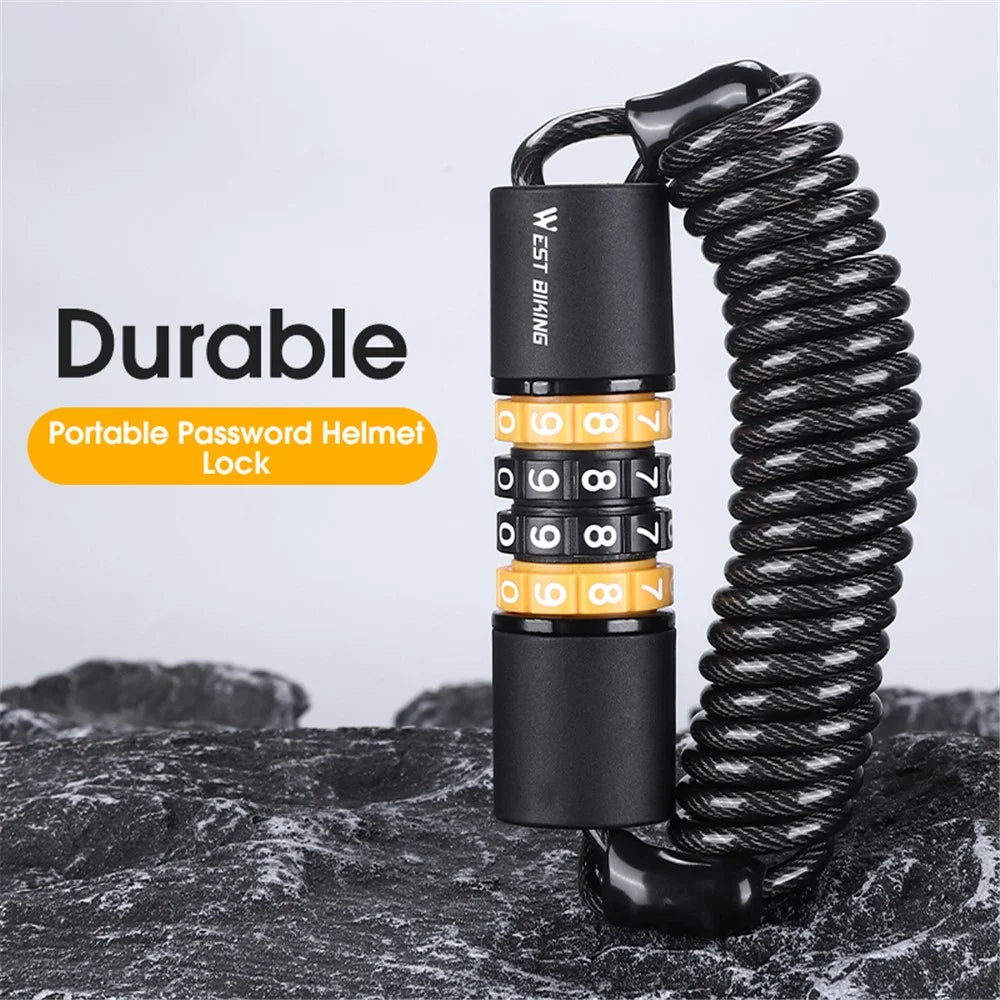 WEST BIKING YP0705078 4 Digital Password Helmet Lock Portable Anti-Theft Lock for Bicycles, E-Bike - Orange - 3