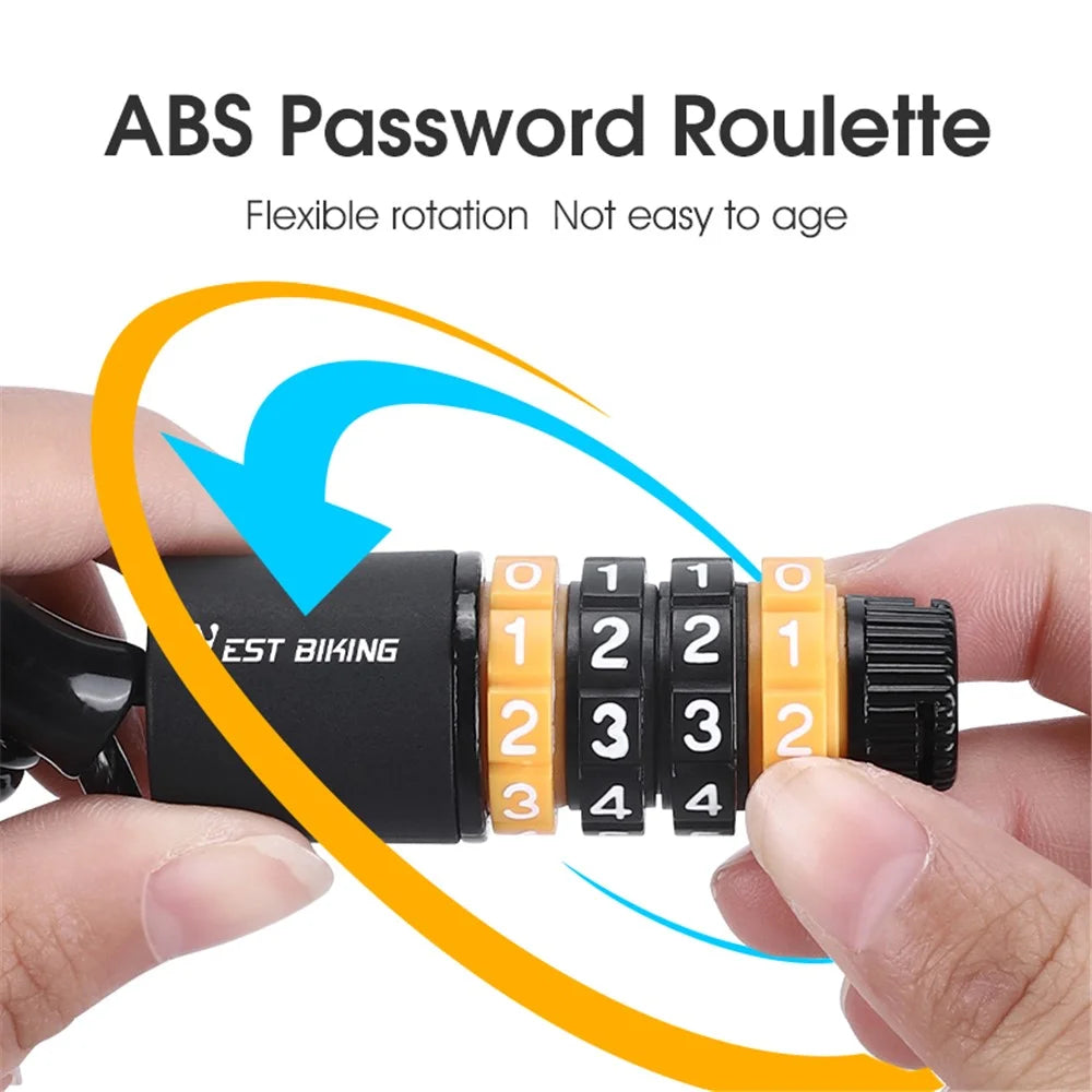 WEST BIKING YP0705078 4 Digital Password Helmet Lock Portable Anti-Theft Lock for Bicycles, E-Bike - Orange - 6