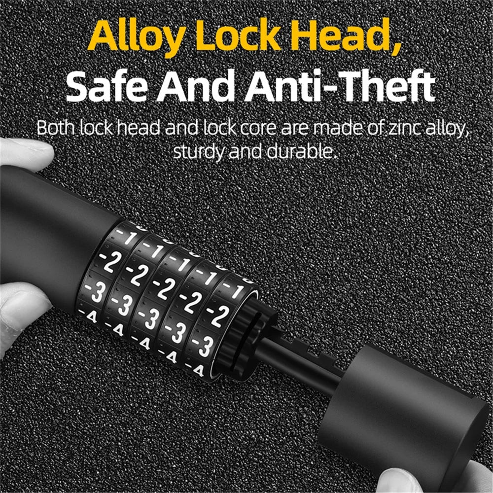 WEST BIKING YP0705088 1.5m MTB Road Bike Anti-theft Password Lock PVC Wrapped Steel Cable Lock - 6