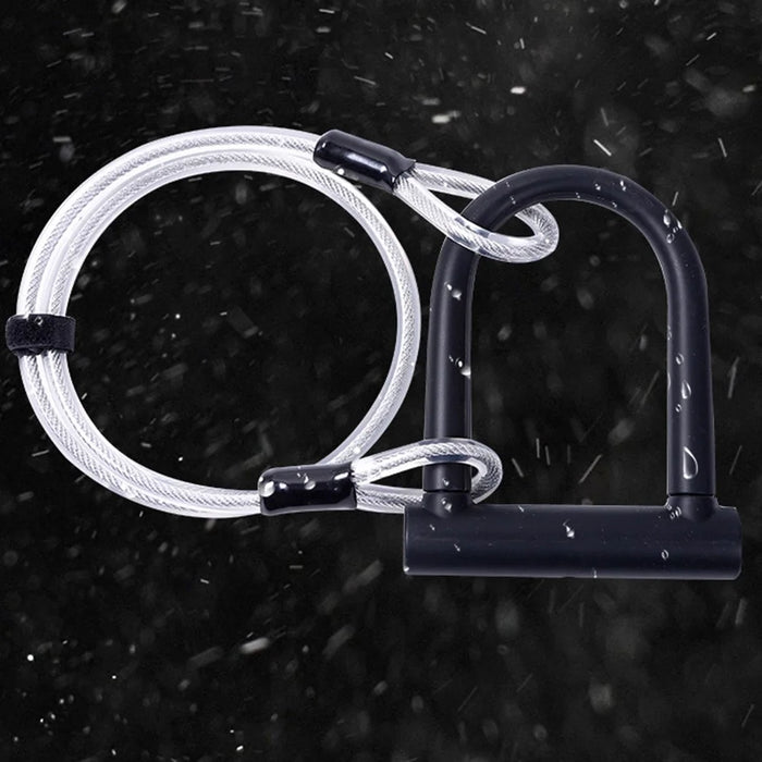 U1 Bike Lock Set Silicone+Manganese Steel Bike U Lock with Security Cable, Keys and Mounting Bracket for Road Mountain Bike - 3