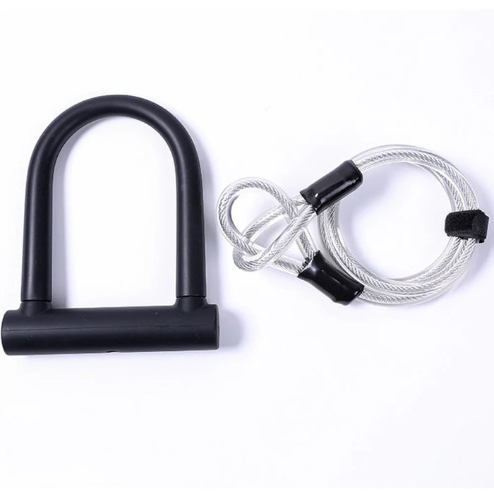 U1 Bike Lock Set Silicone+Manganese Steel Bike U Lock with Security Cable, Keys and Mounting Bracket for Road Mountain Bike - 5