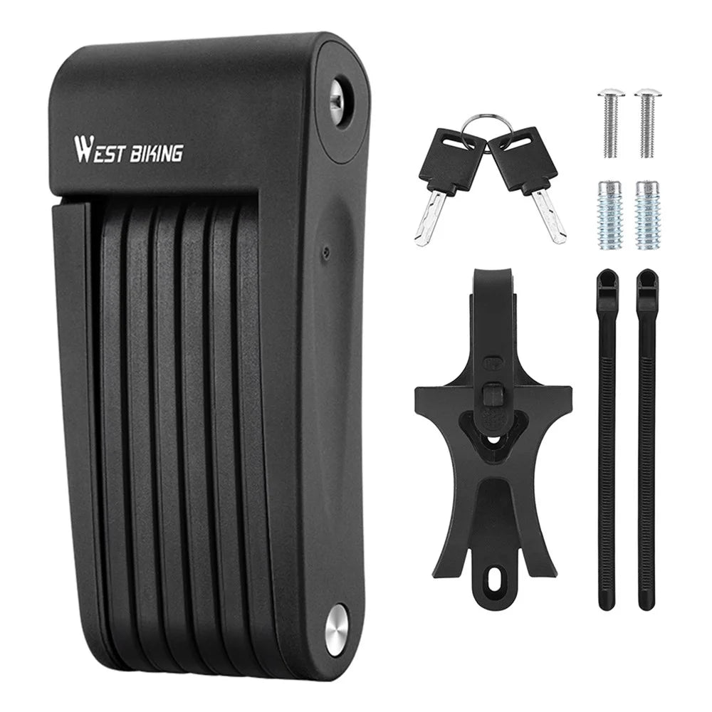 WEST BIKING YP0705090 Mini Portable Bicycle Lock Anti-Theft Mountain Bike Folding Lock - Black - 1
