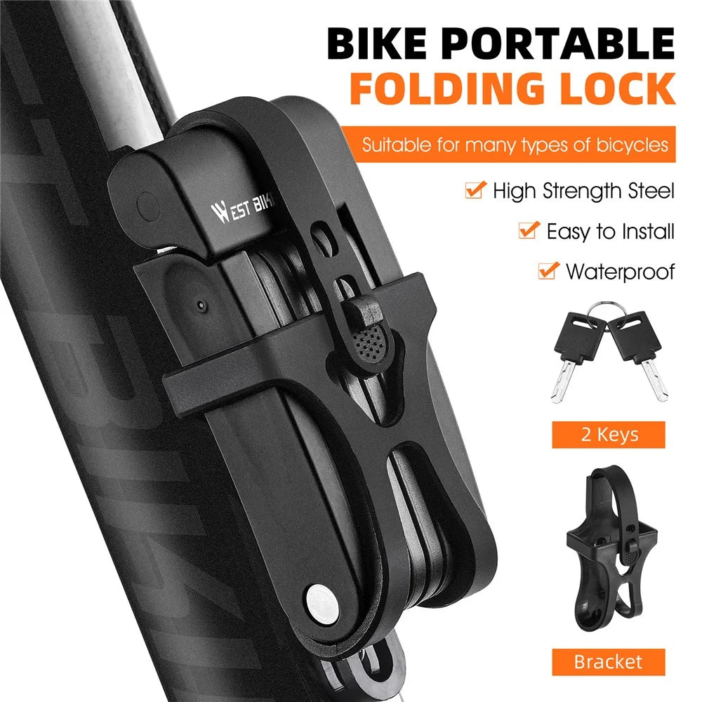 WEST BIKING YP0705090 Mini Portable Bicycle Lock Anti-Theft Mountain Bike Folding Lock - Black - 3