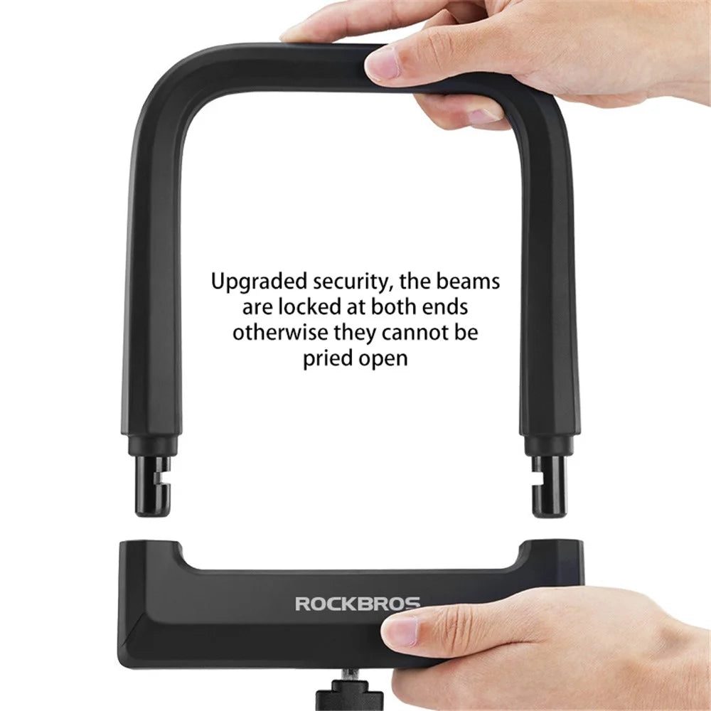 ROCKBROS Anti-Theft Bike Motorcycle Lock High Security Alloy Steel U-Shape Electric Bike Lock - 4