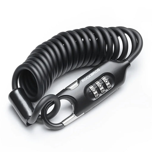 ROCKBROS PL3002 Spring Cord Motorcycle Helmet Bicycle Code Lock Anti-theft Steel Wire Password Lock - Black - 1