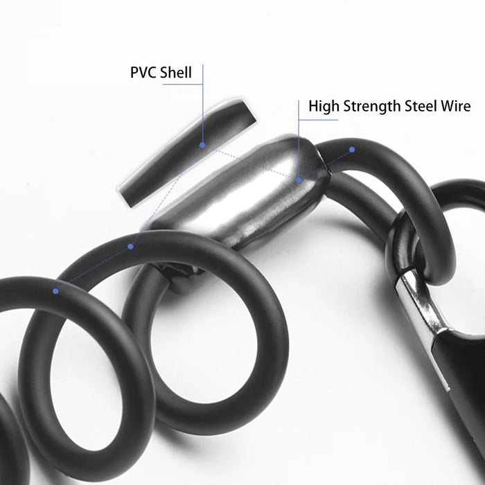 ROCKBROS PL3002 Spring Cord Motorcycle Helmet Bicycle Code Lock Anti-theft Steel Wire Password Lock - Black - 4