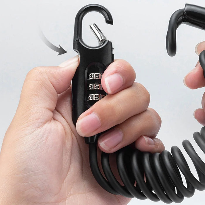 ROCKBROS PL3002 Spring Cord Motorcycle Helmet Bicycle Code Lock Anti-theft Steel Wire Password Lock - Black - 5
