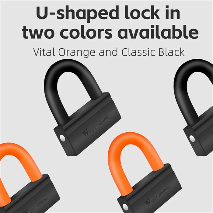 WEST BIKING YP0705092 Anti-Theft Bicycle Lock Bike Motorcycle Alloy Steel Chain + U-shape Lock - Black - 7