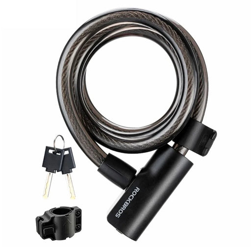 ROCKBROS 511 Steel Cable Bicycle Lock Anti-Theft MTB Road Bike Loop Lock Portable Riding Lock for E-Bike, Glass Door - Black - 1