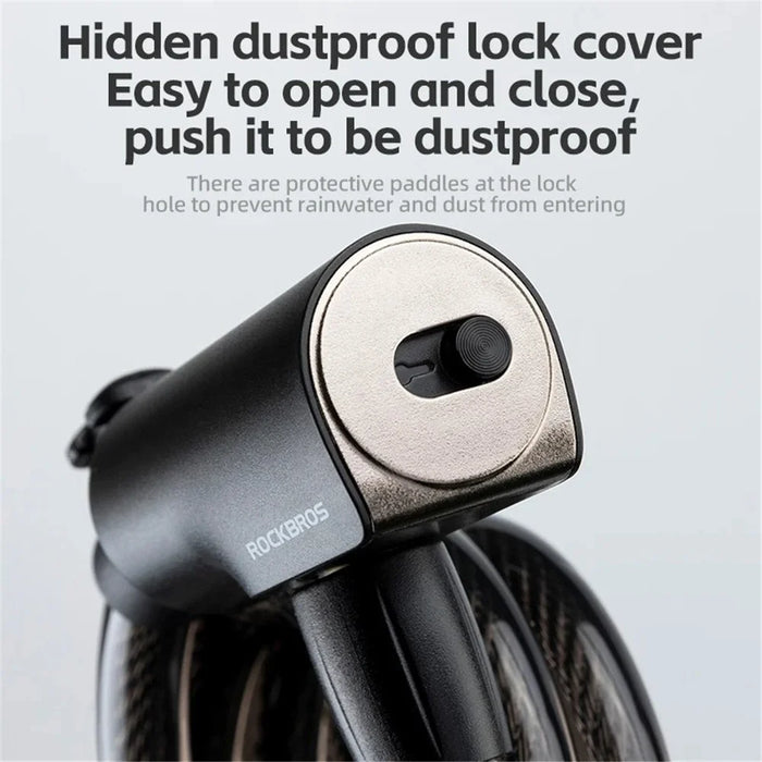 ROCKBROS 511 Steel Cable Bicycle Lock Anti-Theft MTB Road Bike Loop Lock Portable Riding Lock for E-Bike, Glass Door - Black - 3