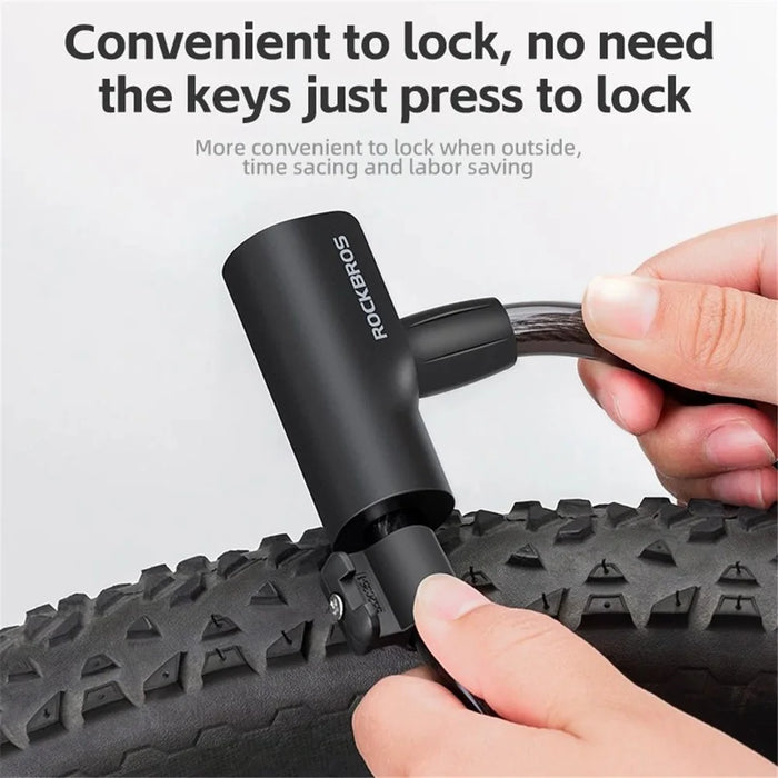ROCKBROS 511 Steel Cable Bicycle Lock Anti-Theft MTB Road Bike Loop Lock Portable Riding Lock for E-Bike, Glass Door - Black - 4