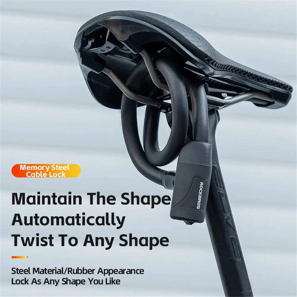 ROCKBROS RB-Y10MBK Bicycle Lock Multi-function Spiral Steel Cable Safety Lock Anti-theft Padlock - 2
