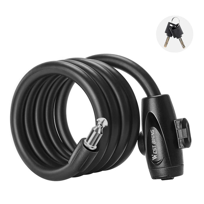 WEST BIKING YP0705099 1.2m Bicycle Lock Anti-freeze Steel Cable Anti-Theft Lock - 1