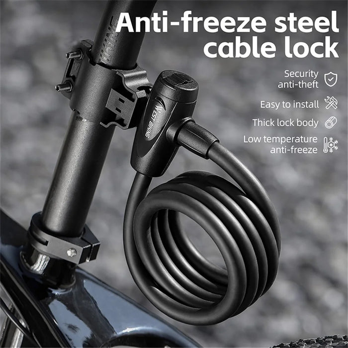 WEST BIKING YP0705099 1.2m Bicycle Lock Anti-freeze Steel Cable Anti-Theft Lock - 4