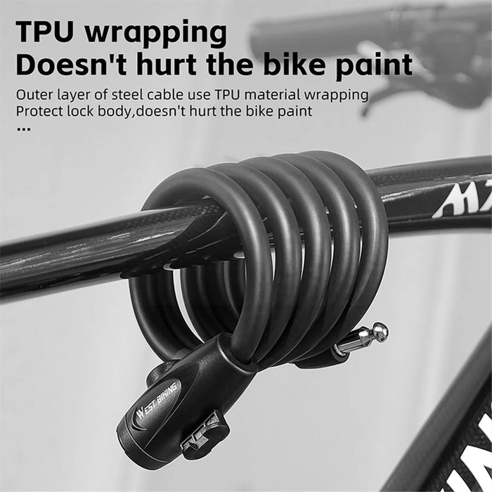 WEST BIKING YP0705099 1.2m Bicycle Lock Anti-freeze Steel Cable Anti-Theft Lock - 7