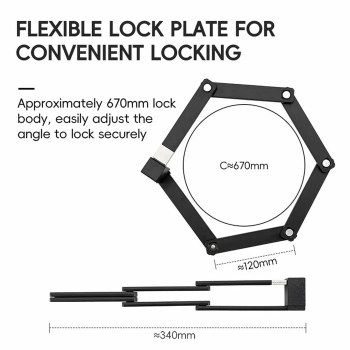 ROCKBROS 32140003 809 Folding Bicycle Lock Motorcycle Bike Anti Theft Lock - 6