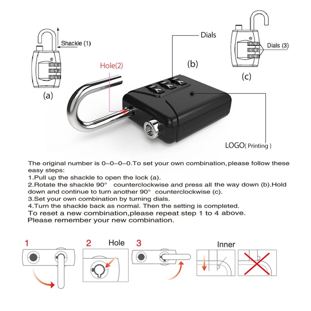 803A 3-digit Combination Lock Mini Password Padlock for Cabinet Suitcase Schoolbag - Sapphire - 4