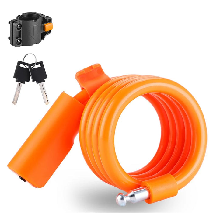 WEST BIKING YP0705100 115cm Extendable Steel Cable Anti-theft Bicycle Lock - Orange - 1