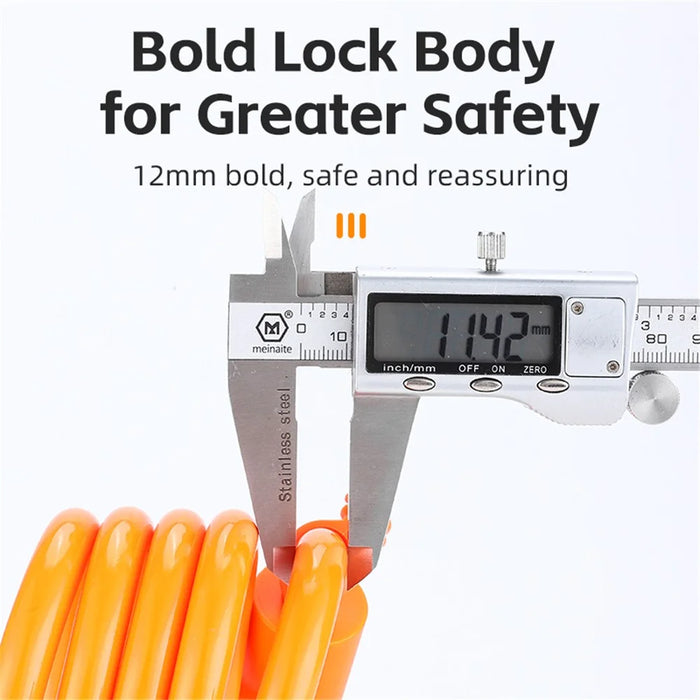 WEST BIKING YP0705100 115cm Extendable Steel Cable Anti-theft Bicycle Lock - Orange - 7