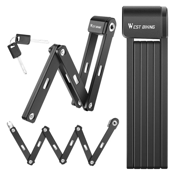 WEST BIKING 80cm Portable 6-section Folding Anti-theft Lock for Bike / Motorcycle - Black - 2