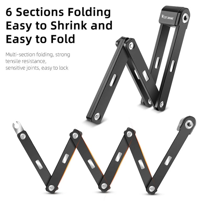 WEST BIKING 80cm Portable 6-section Folding Anti-theft Lock for Bike / Motorcycle - Black - 3