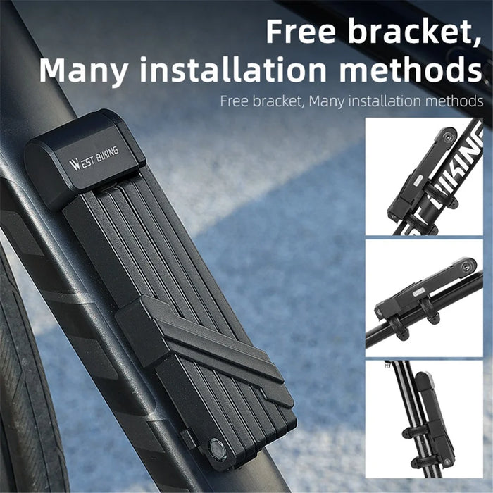 WEST BIKING 80cm Portable 6-section Folding Anti-theft Lock for Bike / Motorcycle - Black - 6