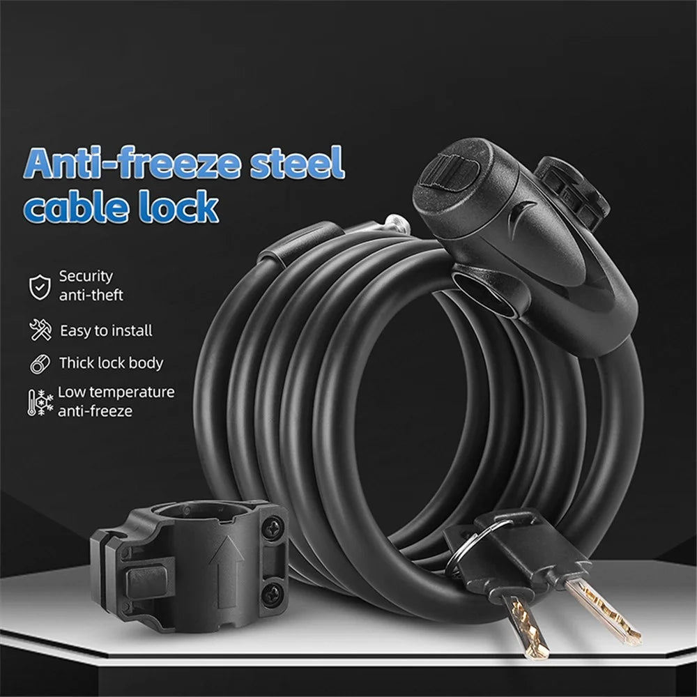 WEST BIKING YP0705099 1.5m Anti-Freeze Steel Bike Cable Lock Coiling Anti-Theft Bicycle Lock Chain - 4