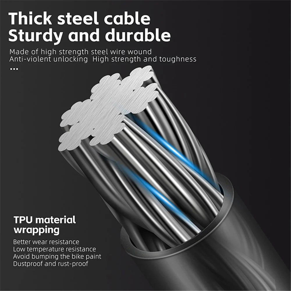 WEST BIKING YP0705099 1.5m Anti-Freeze Steel Bike Cable Lock Coiling Anti-Theft Bicycle Lock Chain - 6