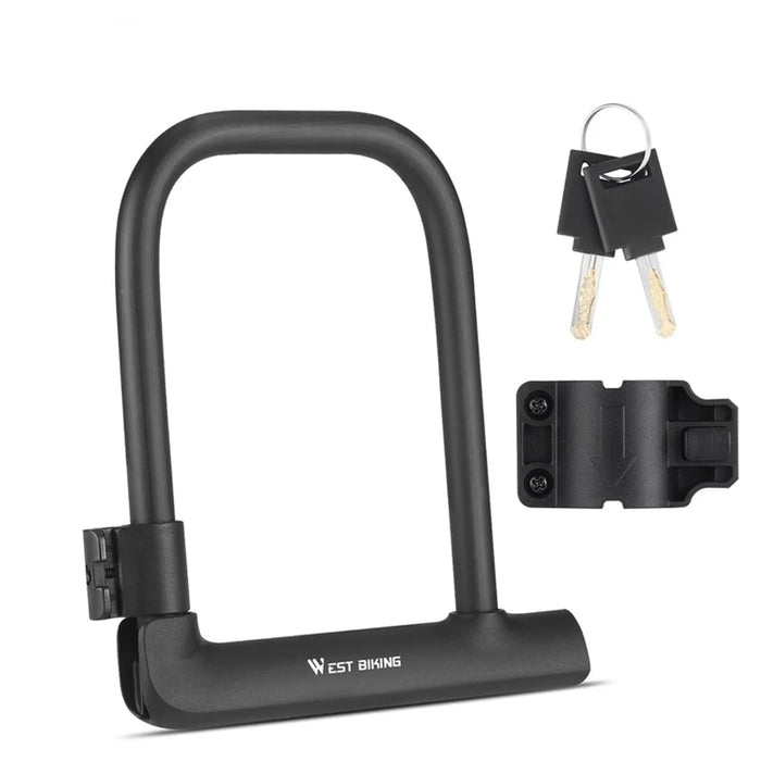 WEST BIKING YP0705095 Anti-Theft Bicycle U Lock with Key Safety Lock with Sturdy Mounting Bracket - 1